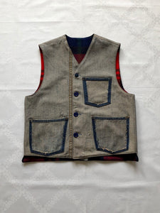 Wool Check Reversible Vest
