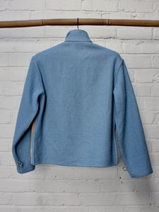 Two Tone Zip Front Wool Shirt