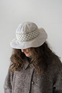 White & Cream Corduroy Hat